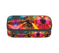 ASSORT Hippie Pattern Print Large Pencil Case Bag Stationery Organizer Pouch With Zipper, For Office And College