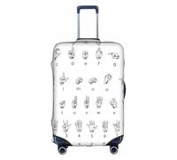 ASSORT Sign Language Alphabet. Print Travel Elastic Suitcase Cover Protector, Anti-Scratch Washable Luggage Cover, Multi-Size, White, L