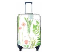 ASSORT Springtime Herb Garden Print Travel Elastic Suitcase Cover Protector, Anti-Scratch Washable Luggage Cover, Multi-Size, White, M