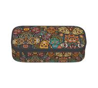 ASSORT Sugar And Skulls Style Print Large Pencil Case Bag Stationery Organizer Pouch With Zipper, For Office And College