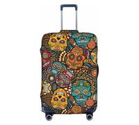 ASSORT Sugar And Skulls Style Print Travel Elastic Suitcase Cover Protector, Anti-Scratch Washable Luggage Cover, Multi-Size, White, XL