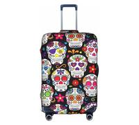 ASSORT Sugar Skulls Print Travel Elastic Suitcase Cover Protector, Anti-Scratch Washable Luggage Cover, Multi-Size, White, S