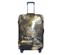 ASSORT The Mumbai Filmcity Tours Print Travel Elastic Suitcase Cover Protector, Anti-Scratch Washable Luggage Cover, Multi-Size, White, L