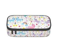 ASSORT Unicorns Pink Print Large Pencil Case Bag Stationery Organizer Pouch With Zipper, For Office And College