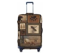 ASSORT Wild Animals Retro Farmhouse Print Travel Elastic Suitcase Cover Protector, Anti-Scratch Washable Luggage Cover, Multi-Size, White, L