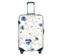 ASSORT Wild Flowers And Cornflowers Daisies Print Travel Elastic Suitcase Cover Protector, Anti-Scratch Washable Luggage Cover, Multi-Size, White, L