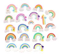 Assorted 20pcs Kawaii Rainbow Resin Charms Clouds Cabochons Plastic Flatback Beads for Miniature Fairy Garden Accessories Scrapbooking Home Decor Supplies