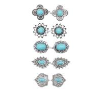 Assorted 5 Sets Fashionable Boutonniere Pins Kirsite Materials with Intricate Ethnic Patterns for All Occasions Stylish Lapel Clamps