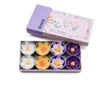 Assorted 8 Crocus Flower Scented Tealights with Neroli Essential Oil in a Botanical Gift Box