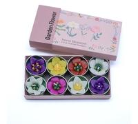 Assorted 8 Handmade Garden Flower Scented Tealights with Neroli Essential Oil in a Botanical Gift Box