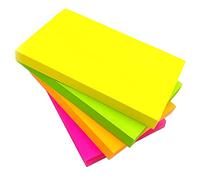 Assorted Bright Neon Colour Rectangular Sticky Notes 76mm x 127mm 100 Sheets/Pad - 12 Pads