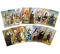 Assorted Catholic Female Saints Laminated Prayer Cards - Pack of 15 Prayer Cards