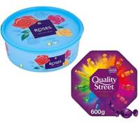 Assorted Chocolate Tubs Set, 2 x 550g, Roses and Quality Street Collection, Perfect for Sharing