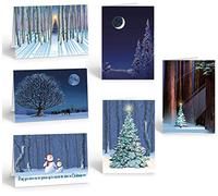 Assorted Christmas Cards | Winter Forest Holiday Boxed Cards | USA Made | 18 Beautiful Christmas Cards & Envelopes (Forest)