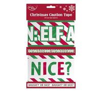Assorted Christmas Elf Warning Tape 3m Pack of 2 - Caution Elf at Work & Naughty or Nice Design, Festive Holiday Party Decoration, Xmas Elf Zone Plastic Tape