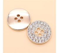 Assorted Clothing high-Grade Pearl Buttons， Round Metal Diamond-Encrusted Buttons 4 Eyes Woolen Suit Clothing Accessories 15-25mm Lot(Jn-2-240-2,18mm)