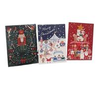 Assorted Cocoa Milk Chocolate Advent Pack of 3 with 24 Days Countdown Figures Nutcracker Santa Penguin Design Festive Treat Box for Kids and Adults