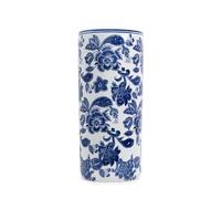 Assorted Collections Ceramic Umbrella Stand, 18" Tall, White Blue Floral Pattern, Walking Stick Holder, Indoor Planters, Entryway Decor, Elegant Home Accents