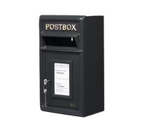 Assorted Collections Wall Mounted Post Box Classic Large Letter Box Lockable With 2 Keys, Heavy Duty Cast Iron Weatherproof Mailbox Easy To Install Keep 24x17x 44 cm, 11.8 kg (Black)