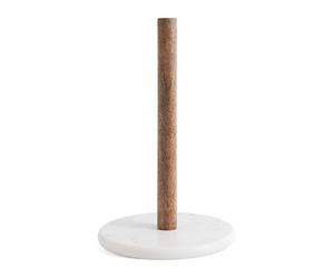 Assorted Collections Kitchen Roll Holder - Natural Wood Paper Towel Holder with Heavy Marble Base - Free Standing Kitchen Roll Dispenser for Standard Rolls - Modern Kitchen Accessories