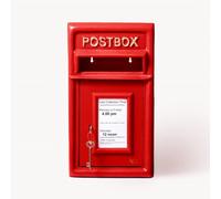 Assorted Collections Post Box Classic Large Letter Box Lockable With 2 Keys, Pole Mounted Heavy Duty Cast Iron Mail Box, Easy To Install, 44 x 24 x 25 cms, 12.8 kg (Red, 25D x 44H)