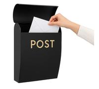 Assorted Collections Black Post Box Wall Mounted Letterbox with Easy Access No Lock for Outdoor Use Weatherproof And Durable Mailbox Easy Installation Strong Construction Perfect for Homes and Offices