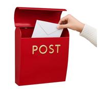 Assorted Collections Red Post Box Wall Mounted Letterbox with Easy Access No Lock for Outdoor Use Weatherproof And Durable Mailbox Easy Installation, Strong Construction Perfect for Homes and Offices