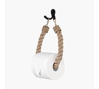 Assorted Collections Rope Toilet Roll Holder/Towel Holder with White Knots, Retro Style Wall Mounted Jute Toilet Paper Holder, Rustic Bohemian Design Nautical themed bathroom (Jute Knot)