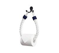 Assorted Collections Rope Toilet Roll Holder/Towel Holder with White Knots, Retro Style Wall Mounted Jute Toilet Paper Holder, Rustic Bohemian Design Nautical themed bathroom accessory (White)