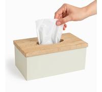 Assorted Collections Tissue Holder Cover - Modern & Durable Ivory Base with Natural Stone-Look Lid - Rectangular Tissue Dispenser Box for Home, Office, Bathroom, Hotel, Car (Ivory)