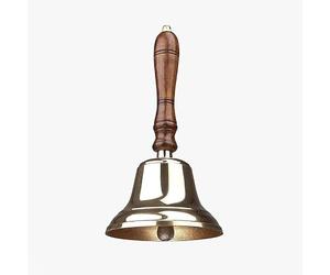 Assorted Collections Traditional Brass Bell with Wooden Handle, 7 x 17 CM | Brass Bell with Wooden Handle, Metal Clapper for Reception, School, Hotel and Dinner service