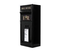 Assorted Collections Traditional ER Wall Mounted Lockable Post Box, Black | Cast iron ER Mail Box with Lock and 2 Keys, Classic British Style Letter Box, 24x17x57 cm, Black