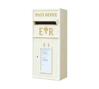 Assorted Collections Traditional ER Wall Mounted Lockable Post Box, Ivory | Cast iron ER Mail Box with Lock and 2 Keys, Classic British Style Letter Box, 34x17x57 cm, Ivory