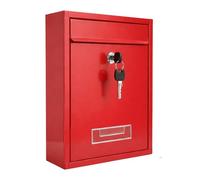 Assorted Collections Wall Mounted Lockable Letter Box | Modern Steel Post Box with Key | Weatherproof Outdoor Mailbox | A4 Compatible | 31 x 22 x 9 cm - Red