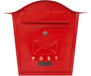 Assorted Collections Wall Mounted Post Box Classic Design Large Letterbox Lockable 2 Keys Weatherproof Easy To Install - Red, 35.5 x 26 x 10 cms