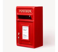 Assorted Collections Wall Mounted Post Box Classic Red Large Letter Box Lockable With 2 Keys, Heavy Duty Cast Iron Weatherproof Mailbox Easy To Install Keep 24x17x 44 cm, 11.8 kg