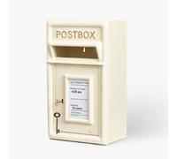 Assorted Collections Wall Mounted Post Box Classic Large Letter Box Lockable With 2 Keys, Heavy Duty Cast Iron Weatherproof Mailbox Easy To Install Keep 24x17x 44 cm, 11.8 kg (Ivory)
