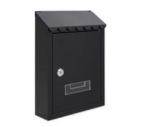 Assorted Collections Wall Mounted Post Box for Home, Garden and Office | Galvanized Steel Lockable Mail Box with 2 Keys, Weatherproof Letter Box, 21x30x7cm (Black)