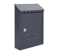 Assorted Collections Wall Mounted Post Box, Galvanized Steel Lockable Mailbox with 2 Keys, Weatherproof Letterbox, 21x30x7cm (Grey)