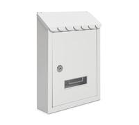 Assorted Collections Wall Mounted Post Box, Galvanized Steel Lockable Mailbox with 2 Keys, Weatherproof Letterbox, 21x30x7cm (White