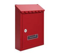 Assorted Collections Wall Mounted Post Box, Galvanized Steel Lockable Mailbox with 2 Keys, Weatherproof Letterbox, 21x30x7cm (Red)