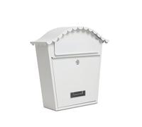 Assorted Collections Wall Mounted Post Box, Lockable Mailbox with 2 Keys, Weatherproof Galvanized Steel Letterbox, Easy to Install, 36x13x37cm (White)