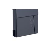 Assorted Collections Wall Mounted Post Box, Modern Design with Newspaper Slot, Viewing Windows, Lockable Letter Box Lift-Up Flap Concealed Lock, Easy to Install, 37x10.5x37cm (Grey)