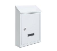 Assorted Collections Wall Mounted Post Box, Lockable Mailbox with 2 Keys, Weatherproof Letterbox, Easy To Install 21x30x7cm (White)
