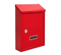 Assorted Collections Wall Mounted Post Box | Weatherproof Locking Mailbox in Galvanized Steel | Easy to Install | Secure Outdoor Letterbox Including 2 Keys - 21x30x7cm (Red)