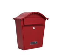 Assorted Collections Wall Mounted Post Box, Lockable Mailbox with 2 Keys, Weatherproof Galvanized Steel Letterbox, Easy to Install, 36x13x37cm (Red)