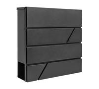Assorted Collections Wall Mounted Post Box with Newspaper Holder | Large Lockable Letter Box with 2 Keys, Modern Outdoor Mailbox for Home and Garden, Secure Mail Storage, 37x10.5x37 cm, Black