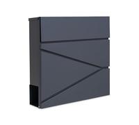 Assorted Collections Wall Mounted Post Box with Newspaper Holder | Large Lockable Letter Box with 2 Keys, Modern Outdoor Mailbox for Home, Secure Mail Storage, 37x10.5x37 cm, Grey