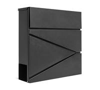 Assorted Collections Wall Mounted Post Box with Newspaper Holder | Large Lockable Letter Box with 2 Keys, Modern Outdoor Mailbox for Home, Secure Mail Storage, 37x10.5x37 cm, Black
