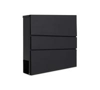 Assorted Collections Wall Mounted Post Box with Newspaper Holder, Lockable Letterbox with 2 Keys, Modern Design, Easy to Install, 37x10.5x37 cm (Black)
